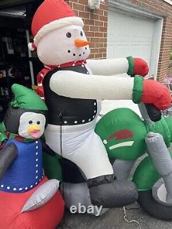 Gemmy 7ft Lighted Snowman on Motorcycle Airblown Inflatable Christmas