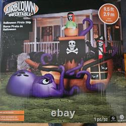 Gemmy 9.5ft tall Pirate Ship with Octopus Halloween Inflatable