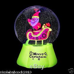 Gemmy AIRBLOWN NEON Santa & Sleigh Snow Globe With BLACK LIGHTChristma Inflatable