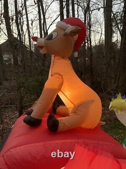 Gemmy Airblown Animated Inflatable Rudolph Express Train 16 Ft Rare