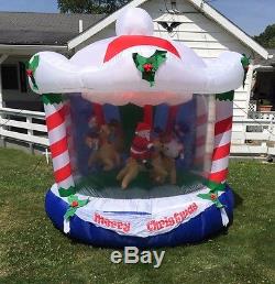 Gemmy Airblown Christmas Inflatable 8ft Musical Carousel Rare! (spins & Sounds)