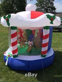 Gemmy Airblown Christmas Inflatable 8ft Musical Carousel Rare! (spins & Sounds)