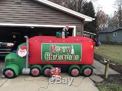 Gemmy Airblown Christmas Inflatable Santa In Semi Truck