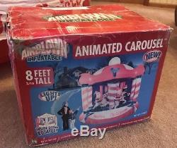 Gemmy Airblown Inflatable 8 Christmas Carousel Merry Go Round Animated Works