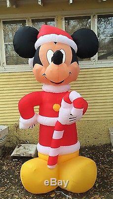 Gemmy Airblown Inflatable 8 Foot Rare Santa Mickey Mouse withCandy Cane OOP Retire