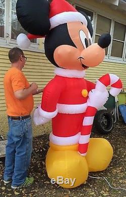 Gemmy Airblown Inflatable 8 Foot Rare Santa Mickey Mouse withCandy Cane OOP Retire