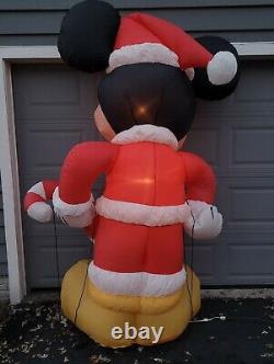 Gemmy Airblown Inflatable 8' T Disney Mickey Mouse Santa Candy CaneChristmas EUC