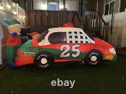 Gemmy Airblown Inflatable 8ft Santa Racer Lighted Christmas Race Car Santa Claus