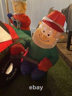 Gemmy Airblown Inflatable 8ft Santa Racer Lighted Christmas Race Car Santa Claus