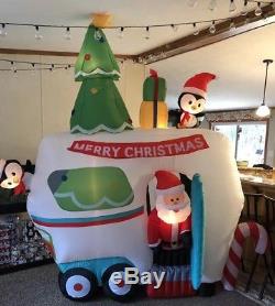 Gemmy Airblown Inflatable 9 Ft Santa Camper Glamper RV Animated Christmas NEW