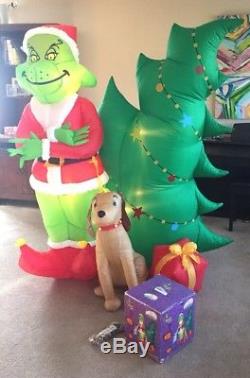 Gemmy Airblown Inflatable Blow Up Grinch, Christmas Tree & Max 6 Ft Lights Up