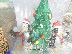 Gemmy Airblown Inflatable Christmas Snow Globe Penguins Tree Snowing 6 Ft Tall