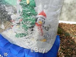 Gemmy Airblown Inflatable Christmas Snow Globe Penguins Tree Snowing 6 Ft Tall