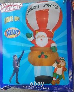 Gemmy Airblown Inflatable Floating Hot Air Balloon Santa Elf Giant 12 Ft Tall