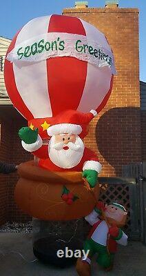 Gemmy Airblown Inflatable Floating Hot Air Balloon Santa Elf Giant 12 Ft Tall