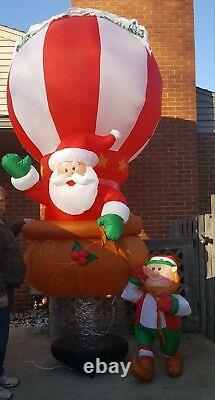 Gemmy Airblown Inflatable Floating Hot Air Balloon Santa Elf Giant 12 Ft Tall