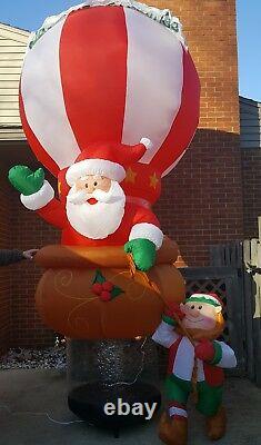 Gemmy Airblown Inflatable Floating Hot Air Balloon Santa Elf Giant 12 Ft Tall