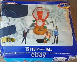 Gemmy Airblown Inflatable Floating Hot Air Balloon Santa Elf Giant 12 Ft Tall