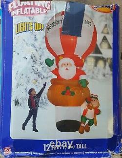 Gemmy Airblown Inflatable Floating Hot Air Balloon Santa Elf Giant 12 Ft Tall