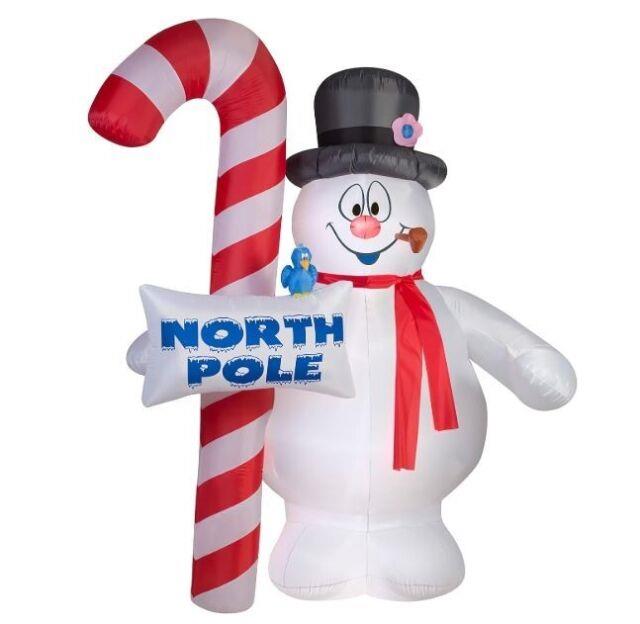 Gemmy Airblown Inflatable Frosty The Snowman With Candy Cane, Giant 9.5ft White