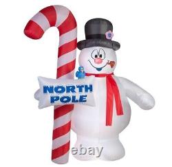 Gemmy Airblown Inflatable Frosty The Snowman with Candy Cane, Giant 9.5ft White