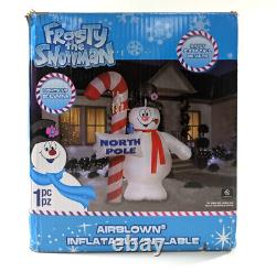 Gemmy Airblown Inflatable Frosty The Snowman with Candy Cane, Giant 9.5ft White