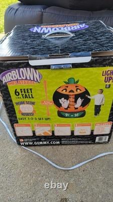 Gemmy Airblown Inflatable Rotating Light Up Halloween Globe Ghosts Pumpkin Vntg Gemmy Airblown Inflatable Rotating Light Up Halloween Globe Ghosts Pumpkin Vntg