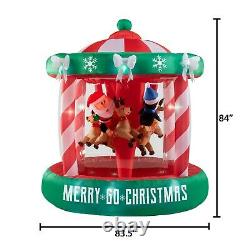 Gemmy Airblown Inflatable Santa Christmas Animated Spinning Carousel Ships Now