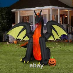 Gemmy Animated Fire & Ice Dragon & Pumpkin Halloween Airblown Inflatable Prop 9