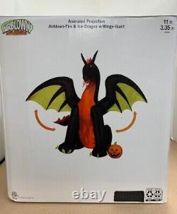 Gemmy Animated Fire & Ice Dragon & Pumpkin Halloween Airblown Inflatable Prop 9