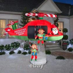 Gemmy Animated Inflatable Santa and Elves in Helicopter Scene