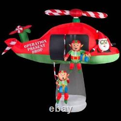 Gemmy Animated Inflatable Santa and Elves in Helicopter Scene