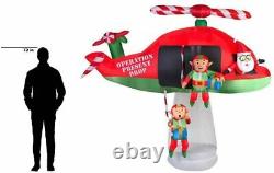 Gemmy Animated Inflatable Santa and Elves in Helicopter Scene