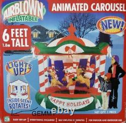 Gemmy Animated Rotating Lighted Carousel 6ft Air Self Inflatable WORKS SEE VIDEO