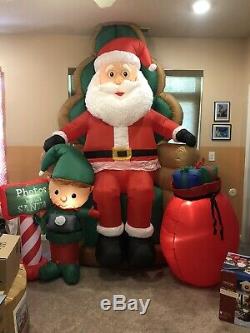 Gemmy Christmas Airblown Inflatable Giant Photo With Santa Elf Blow Up Yard Deco