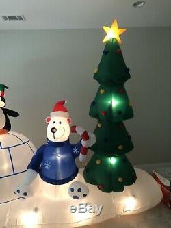 Gemmy Christmas Airblown Inflatable Igloo Snowman Light Show Musical Blow Up