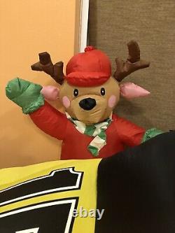 Gemmy Christmas Airblown Inflatable NASCAR Menards Blow Up Santa Reindeer Rare