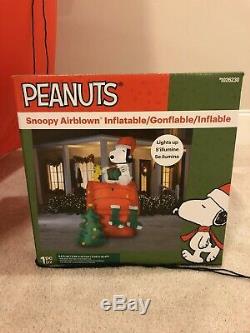Gemmy Christmas Airblown Inflatable Snoopy Woodstock Blow Up Peanuts Doghouse