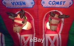 Gemmy Christmas Reindeer Stable & Santa Claus 12 Ft Airblown Inflatable 2 blower