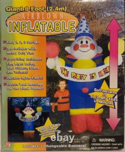 Gemmy Clown Giant 8 Foot Airblown Inflatable Birthday Party Lawn Art Decor NIB Gemmy Clown Giant 8 Foot Airblown Inflatable Birthday Party Lawn Art Decor NIB
