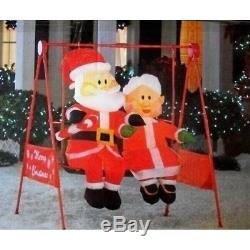 Gemmy Electric Animated Christmas Porch Swing Inflatable Mr & Mrs Claus
