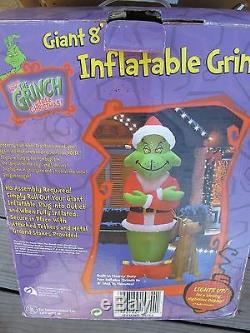 Gemmy Giant 8' Inflatable Grinch Stole Christmas & Max Yard Decoration In Box