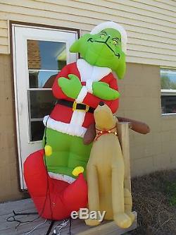 Gemmy Giant 8' Inflatable Grinch Stole Christmas & Max Yard Decoration In Box