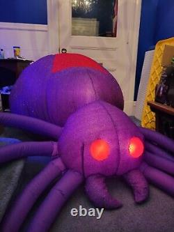 Gemmy Halloween Airblown Inflatable Purple Sparkle Spider 8.5' Prop Decoration