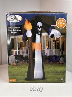 Gemmy Halloween Blow Up Inflatable 11' Giant Pointing Reaper With Torch Lights Up