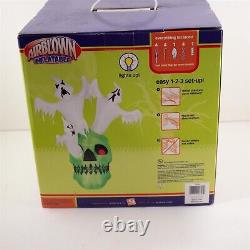 Gemmy Halloween Green Skull w Ghosts 8' Light Up Airblown Inflatable