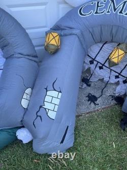 Gemmy Halloween Inflatable 10' Lighted Cemetery Gateway Scene 2008 NEEDS REPAIR