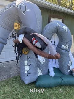 Gemmy Halloween Inflatable 10' Lighted Cemetery Gateway Scene 2008 NEEDS REPAIR