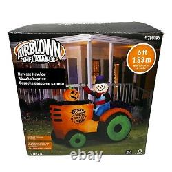 Gemmy Halloween Inflatable Harvest Hayride Tractor 6 Ft Rare