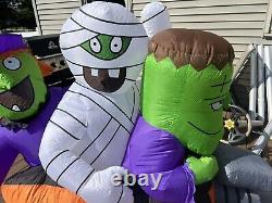 Gemmy Halloween Inflatable Hot Rod Witch Frankenstein Mummy 6' Yard Decoration